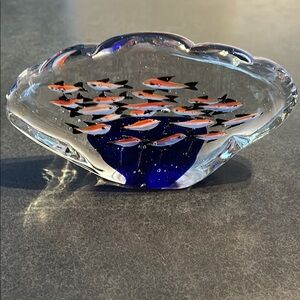 VINTAGE MURANO ART GLASS FISH AQUARIUM PAPERWEIGHT
